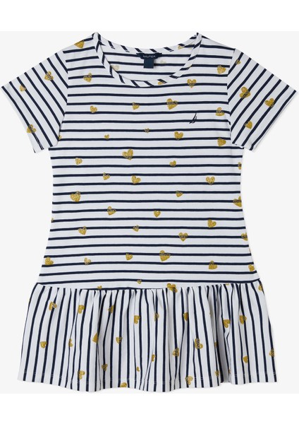 Kız Çocuk Lacivert Kısa Kollu Baskılı Elbise