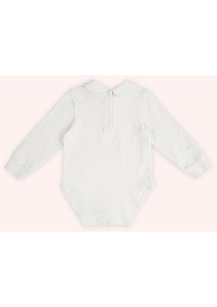 Kız Bebek Yakası Nakış Detaylı Ekru Body fiyatları