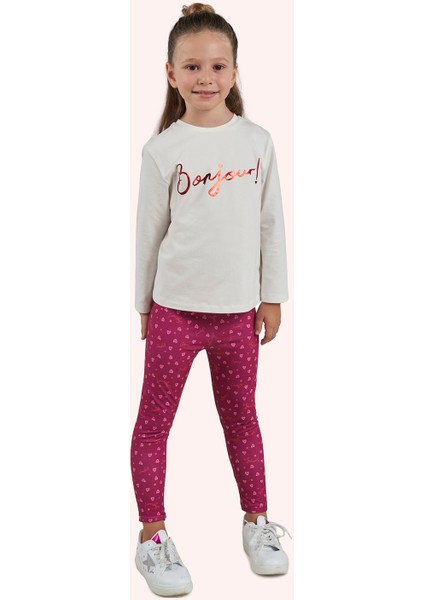 Kız Çocuk Desenli Kırmızı Tayt