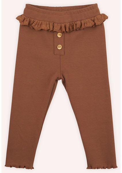 Kız Bebek Dantel Detaylı Camel Tayt