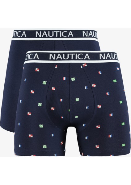Erkek Lacivert Desenli 2li Boxer