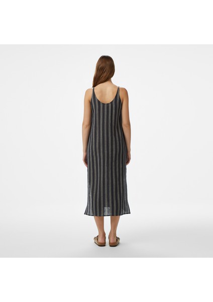 Kadın Siyah Regular Fit Çizgili Elbise fiyatları