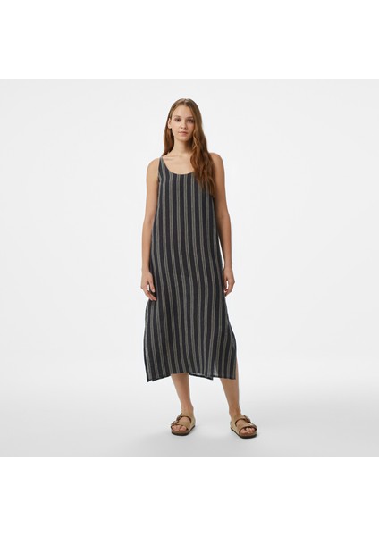 Kadın Siyah Regular Fit Çizgili Elbise modelleri