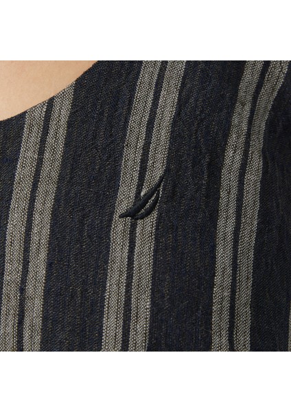 Kadın Siyah Regular Fit Çizgili Elbise indirimleri