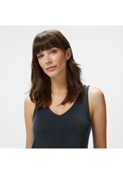 Kadın Siyah V Yaka Kolsuz Elbise fırsatları