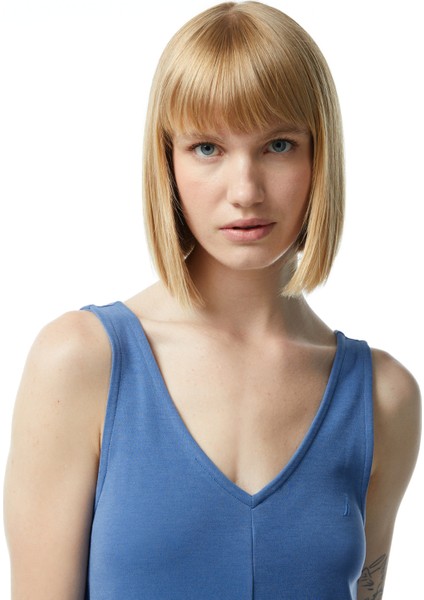 Kadın Mavi Standart Fit Askılı Elbise fırsatları