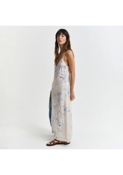 Kadın Pembe Regular Fit V Yaka Desenli Elbise fiyatları