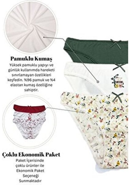 Kadın 3'lü Paket Pamuklu Brief Külot Esnek Bel Kısmı ile Rahat Kullanım fırsatları