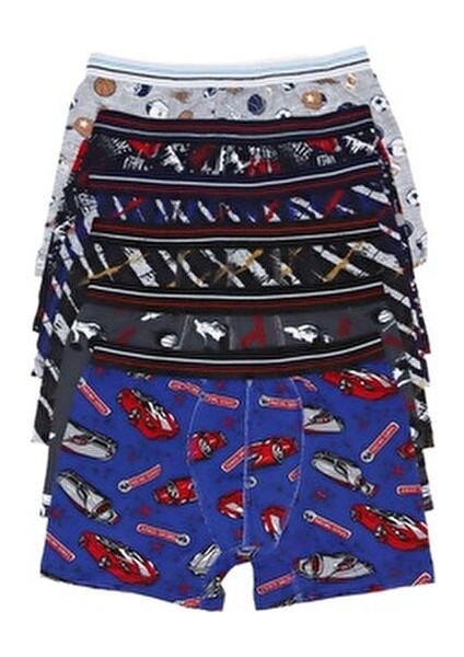 Erkek Çocuk Desenli Boxer 6 Adet Yumuşak Dokulu Günlük Kullanım İçin