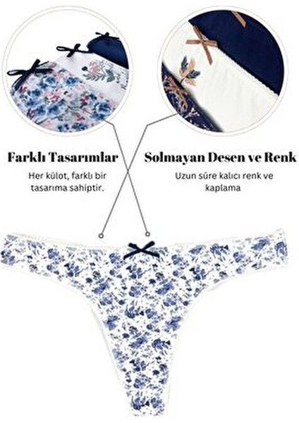 Kadın 3'lü String Külot Ekonomik Paket Esnek Pamuklu Rahat Tasarım