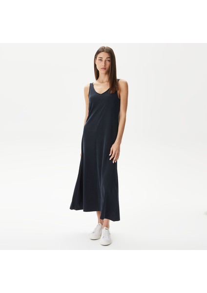 Kadın Siyah Standart Fit Askılı Elbise