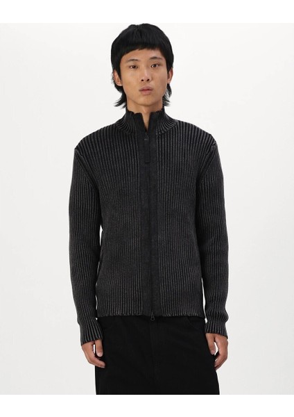 Erkek Siyah Fermuarlı Fitilli Hırka modelleri