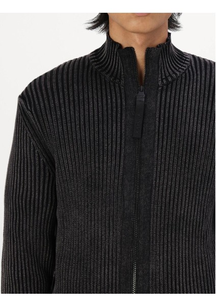 Erkek Siyah Fermuarlı Fitilli Hırka indirimleri