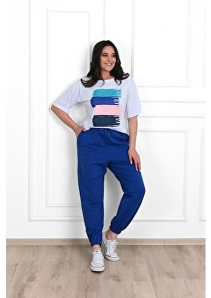 Kadın Büyük Beden Baskı Detaylı Eşofman Takımı 3695-23