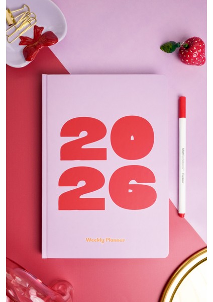 2026 Yılı B5 Haftalık Ajanda 17X24 cm - 12 Aylık Lila modelleri