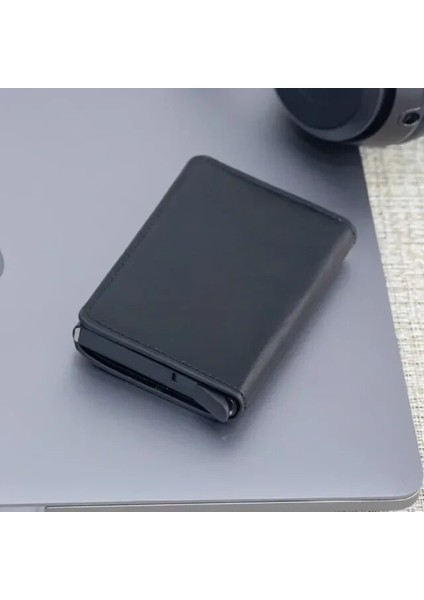 Siyah Yeni Erkek Kadın Unisex Akıllı Cüzdan Kredi Bankası Kimlik Kartı Tutucu Moda Çanta Alüminyum Alaşımlı Iş Rahat Mini Cüzdan Marka (Yurt Dışından)