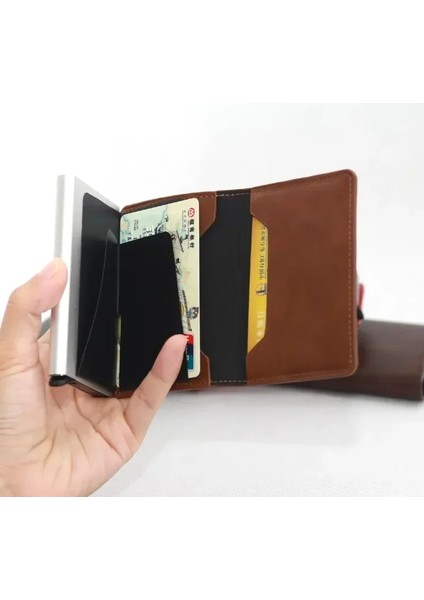 Siyah Yeni Erkek Kadın Unisex Akıllı Cüzdan Kredi Bankası Kimlik Kartı Tutucu Moda Çanta Alüminyum Alaşımlı Iş Rahat Mini Cüzdan Marka (Yurt Dışından) modelleri