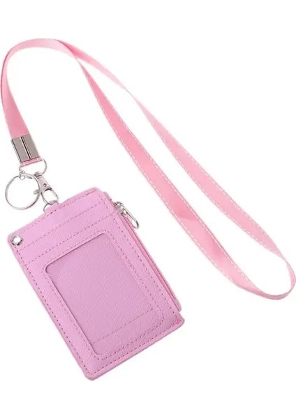 Pembe Moda Iş Kredi Kartı Kimlik Rozeti Bozuk Para Cüzdanı Tutucu Boyun Askısı Ipi Anahtarlık (Yurt Dışından)