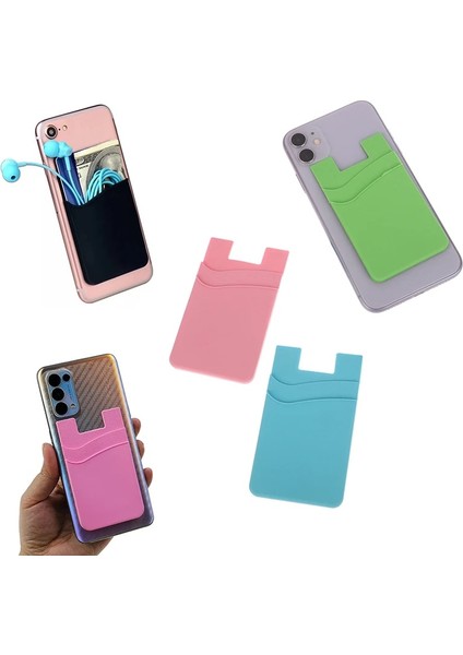 Gri Yapışkanlı Etiket Telefon Arka Kapak Kimlik Kartı Cüzdan Cebi Çift Katmanlı Silikon Cep Telefonu Arka Cep Kart Tutucu Kılıf Kılıfı (Yurt Dışından) fırsatları