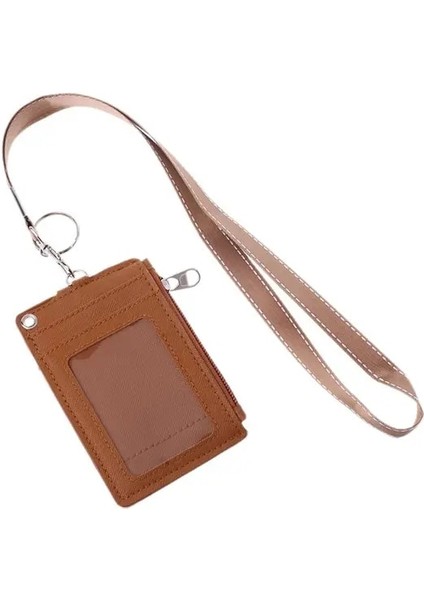 Kahverengi Moda Iş Kredi Kartı Kimlik Rozeti Bozuk Para Cüzdanı Tutucu Boyun Askısı Ipi Anahtarlık (Yurt Dışından)