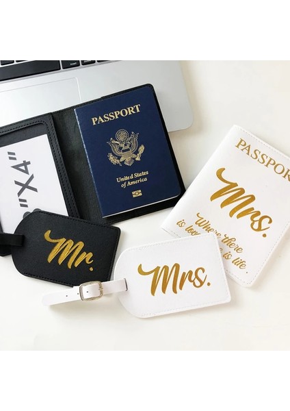 24 Kart Q1 Çift Pasaport Klasörü Pasaport Kapağı Bagaj Etiketi Seyahat Belge Çantası Düğün Hediyesi Bay Bayan Mektup Baskı Basit Pu Seyahat Çantası (Yurt Dışından) indirimleri