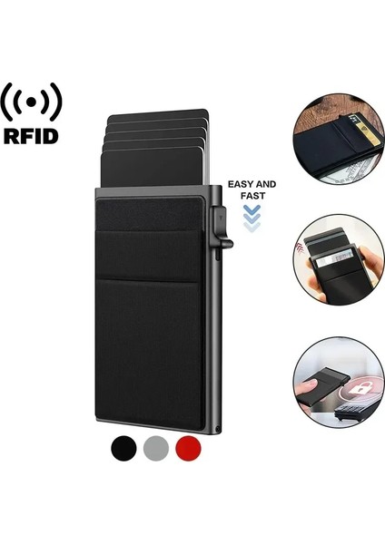 02 Rfid Kredi Kartı Tutucu Erkekler Ince Ince Mini Minimalist Cüzdan Erkekler Için Lüks Metal Banka Kimlik Kart Sahibi Vaka Cüzdan Carteras Seçimi (Yurt Dışından) modelleri