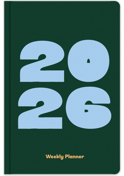 2026 Yılı B5 Haftalık Ajanda 17X24 cm - 12 Aylık Koyu Yeşil