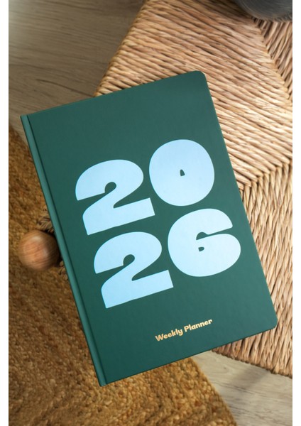 2026 Yılı B5 Haftalık Ajanda 17X24 cm - 12 Aylık Koyu Yeşil modelleri
