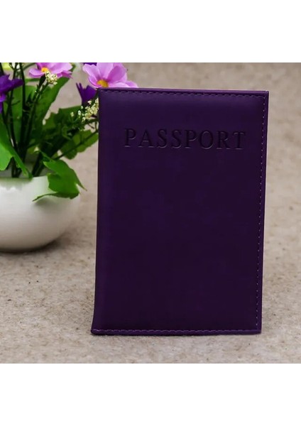 Mor Pu Deri Pasaport Kapağı Sevimli Kartvizitlik Çantası Seyahat Cüzdanı Rus Hollanda Durumda Kadın Pembe (Yurt Dışından)