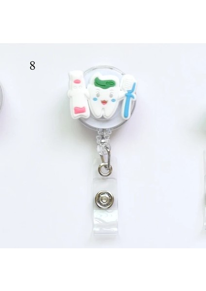 Stil 8 Geri Çekilebilir Tıbbi Işçi Yaka Kartı Makarası Kimlik Etiketi Tutucu Çalışma Kart Klibi Sevimli Ofis Malzemeleri Diş Hekimi Doktor Hemşire (Yurt Dışından)