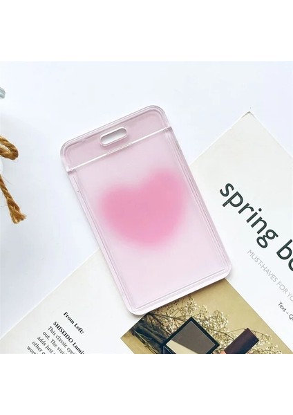 Pembe Aşk Desen Kart Kapağı Kadın Çocuklar Otobüs Kredi Kimlik Adı Iş Çalışma Bankası Kartı Rozeti Tutucu Su Geçirmez Koruyucu Kapak (Yurt Dışından)