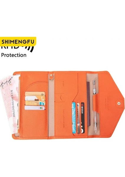 Turuncu Su Geçirmez Pasaport Tutucu Seyahat Cüzdanı Çok Fonksiyonlu Erkek Erkek Cüzdan Kart Sahibinin Debriyaj Fotoğraf Tutucu Iş Çantalar Cüzdan (Yurt Dışından)