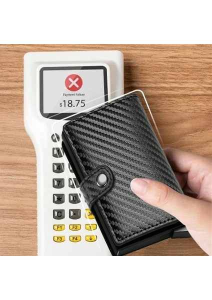 Kahverengi 2023 Karbon Fiber Kredi Kartı Tutucu Cüzdan Erkek Kılıfı Kimlik Kartvizit Sahibi Mini Rfid Cüzdan Otomatik Pop Up Banka Kartı Kılıfı (Yurt Dışından) indirimleri