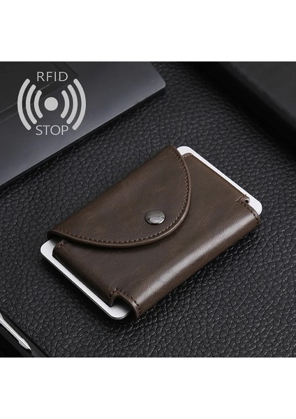 Siyah Rfid Şef Seyahat Mini Cüzdan Kart Sahibinin Metal Crazy Horse Pu Kredi Kartı Tutucu Porte Sipariş Cüzdanı Erkek Erkek Kimlik Kartı Tutucu (Yurt Dışından) fırsatları