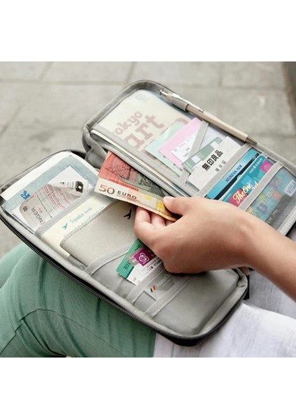 Kırmızı Seyahat Cüzdanı Pasaport Kredi Kartı Tutucu Organizatör Nakit Tutucu Belge Çantası Çok Fonksiyonlu Çanta Seyahat Paketi Debriyaj Saklama Çantası (Yurt Dışından) fırsatları