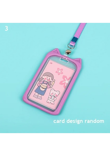 Dize A3 Sevimli Tavşan Kulak Plastik Kart Tutucu Karikatür Kimlik Kartı Kol Okul Kırtasiye Öğrenci Otobüs Kartı Durumda Anahtarlık ile Noel Hediyesi (Yurt Dışından)