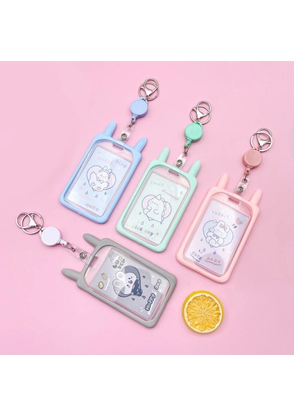 Dize A3 Sevimli Tavşan Kulak Plastik Kart Tutucu Karikatür Kimlik Kartı Kol Okul Kırtasiye Öğrenci Otobüs Kartı Durumda Anahtarlık ile Noel Hediyesi (Yurt Dışından) fırsatları