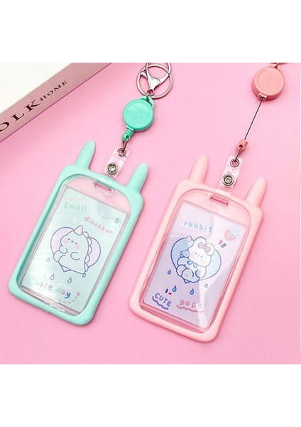 Dize A3 Sevimli Tavşan Kulak Plastik Kart Tutucu Karikatür Kimlik Kartı Kol Okul Kırtasiye Öğrenci Otobüs Kartı Durumda Anahtarlık ile Noel Hediyesi (Yurt Dışından) indirimleri