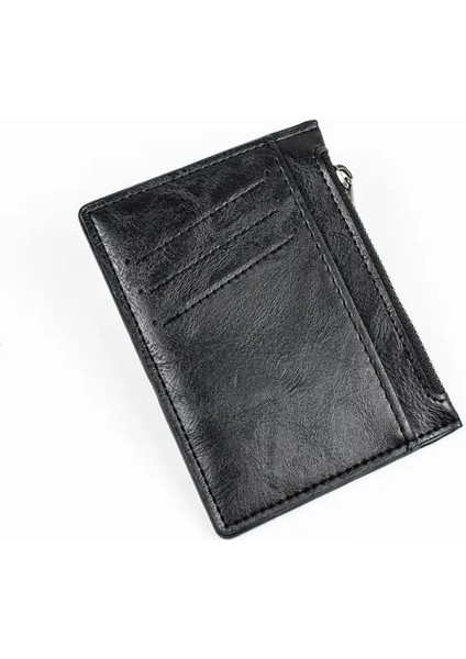 Siyah Erkek Cüzdan Para Çantası Fermuarlı Bozuk Para Cüzdanı Durumda Vintage Erkek Deri Ince Kısa Cüzdan Erkek Para Para Kredi Kartı Sahipleri Çantalar (Yurt Dışından)