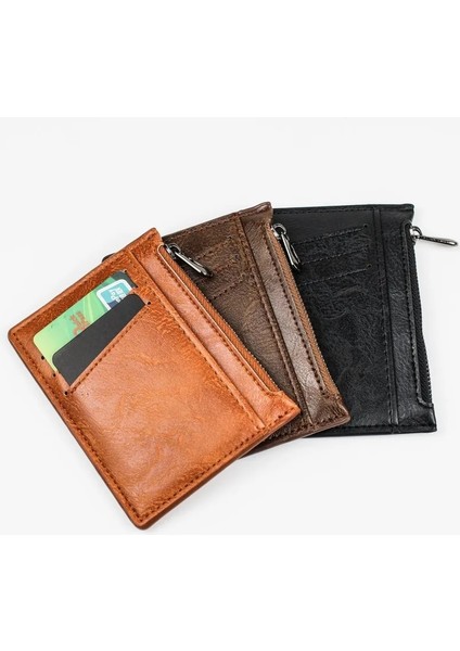 Siyah Erkek Cüzdan Para Çantası Fermuarlı Bozuk Para Cüzdanı Durumda Vintage Erkek Deri Ince Kısa Cüzdan Erkek Para Para Kredi Kartı Sahipleri Çantalar (Yurt Dışından) modelleri