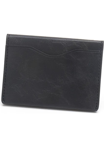 Siyah Vintage Pu Katı Otobüs Kartı Kol Kimlik Kartı Kılıfı Kartvizit Çantası Kart Koruyucu Kılıf Kredi Kartı Tutucu Çıtçıt Cüzdan (Yurt Dışından)