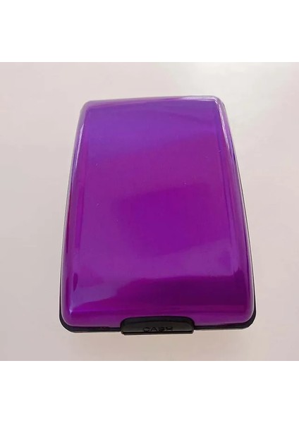 Mor Rfid Alüminyum Alaşımlı Cüzdan Çok Fonksiyonlu Kart Tutucu Paslanmaz Çelik Cüzdan Klipsi Anti-Hırsızlık Banka Para Çantası Çanta 10.5*7*3 cm (Yurt Dışından)