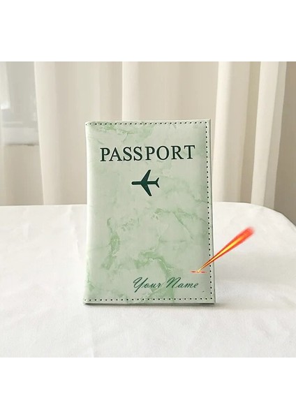 Yeşil Özelleştirme Adı Pasaport Tutucu Seyahat Cüzdanı Pasaportlar Için Mermer Patten Kılıfı Kişisel Isimler ile Pasaport Kapağı (Yurt Dışından)