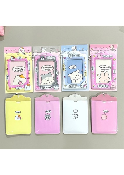 Beyaz Moda Kore Idol Fotoğraf Kollu Anahtarlık Sevimli Kpop Anime Fotocards Koruyucu 3 Inç Karikatür Fotoğraf Kartı Tutucu Çanta Kolye (Yurt Dışından) fırsatları