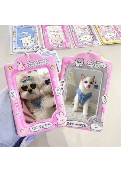 Beyaz Moda Kore Idol Fotoğraf Kollu Anahtarlık Sevimli Kpop Anime Fotocards Koruyucu 3 Inç Karikatür Fotoğraf Kartı Tutucu Çanta Kolye (Yurt Dışından) indirimleri