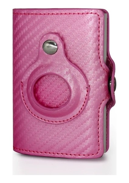 T-Pembe Airtag Cüzdan Rfid Kredi Kartı Sahipleri Erkekler Karbon Fiber Ince Banka Kart Sahibi Kılıf Airt Etiketi Erkek Akıllı Minimalist Cüzdan Macsafe (Yurt Dışından)