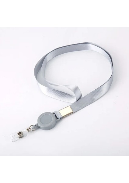 Gümüş Kartvizitlik Geri Çekilebilir Kimlik Kartı Tutucu Boyun Askısı Ipi Rozet Kart Cüzdan Kadın Erkek Ofis Personel Kartı Kılıfı (Yurt Dışından)