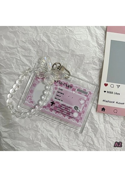 A2 Kristal Kelebek 3 Inç Akrilik Kart Tutucu Fotoğraflı Kartlar Ekran Kredi Kimlik Banka Kartı Koruyucu Kılıf Anahtarlık Kolye Moda (Yurt Dışından)