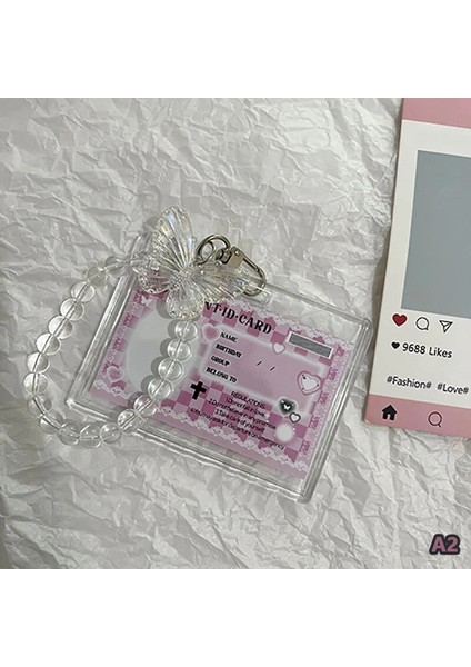 A2 Kristal Kelebek 3 Inç Akrilik Kart Tutucu Fotoğraflı Kartlar Ekran Kredi Kimlik Banka Kartı Koruyucu Kılıf Anahtarlık Kolye Moda (Yurt Dışından) fiyatları