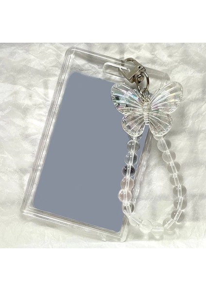 A2 Kristal Kelebek 3 Inç Akrilik Kart Tutucu Fotoğraflı Kartlar Ekran Kredi Kimlik Banka Kartı Koruyucu Kılıf Anahtarlık Kolye Moda (Yurt Dışından) fırsatları